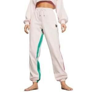PUMA x LEMLEM Frosty Pink Striped Fleece Joggers Size XL NEW